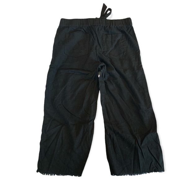 Caslon linen blend crop pants with raw hem and tie waist - Picture 2 of 7